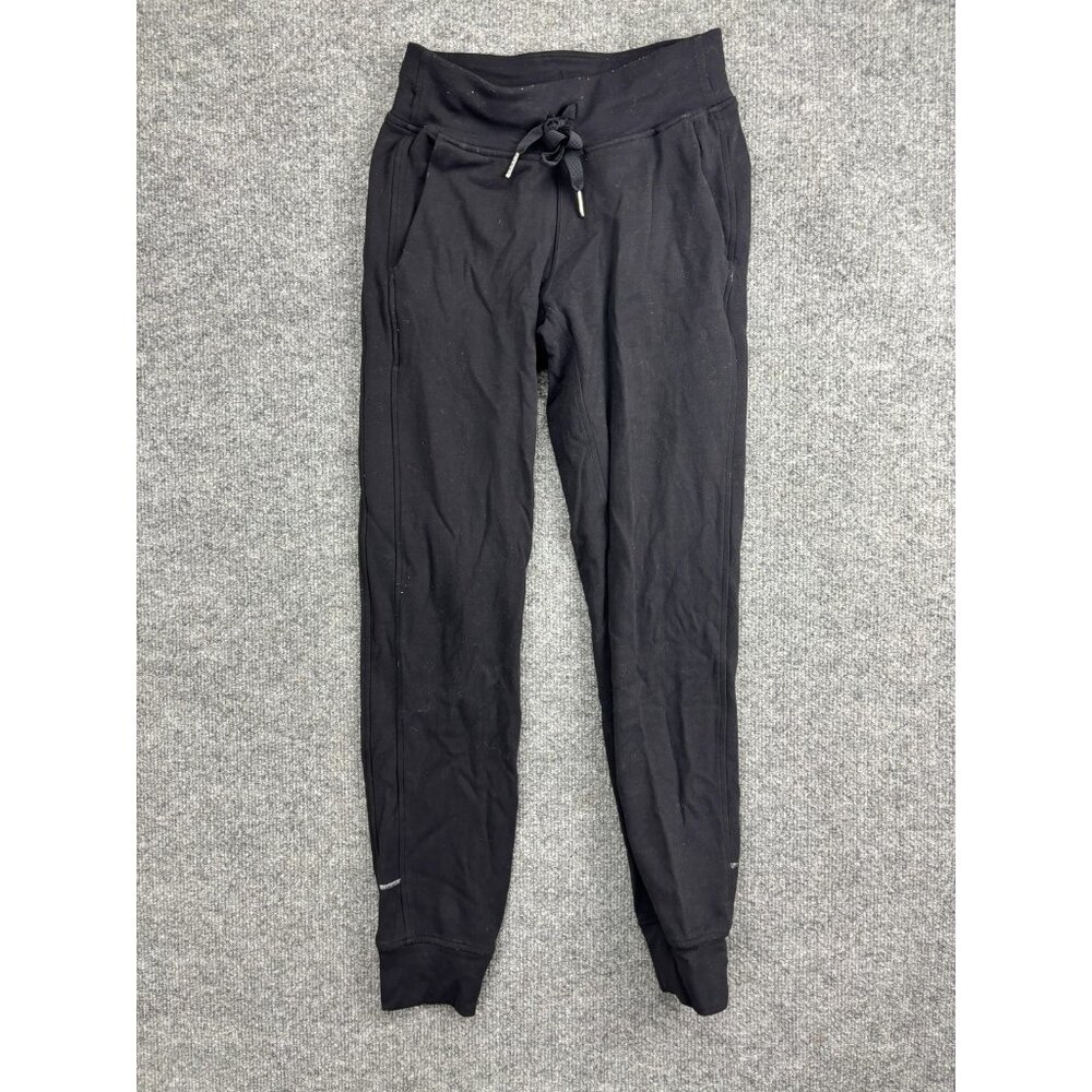Lululemon Pants Womens 2‎ Black Jogger Sweatpants Drawstring Cuffed Pockets Yoga